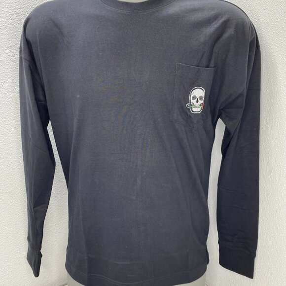 Robert Graham Men’s Las Vegas Long Sleeve T-Shirt Size M Black Embroidered Skull - Picture 1 of 12